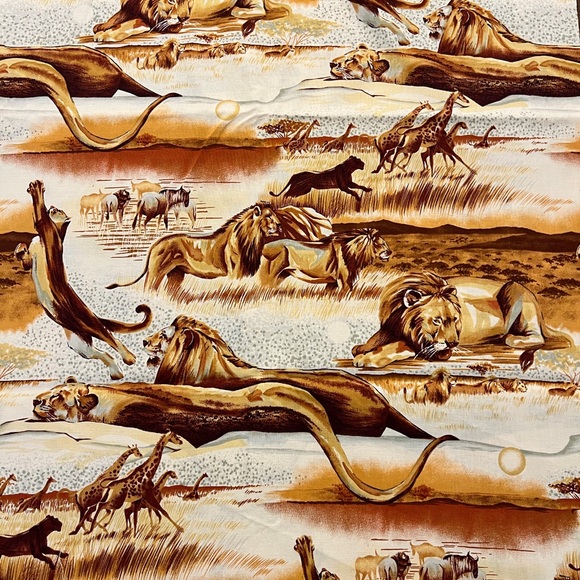 Alexander Henry Fabric 1997 Mombasa 42x86 Lion Giraffe Gazelle
